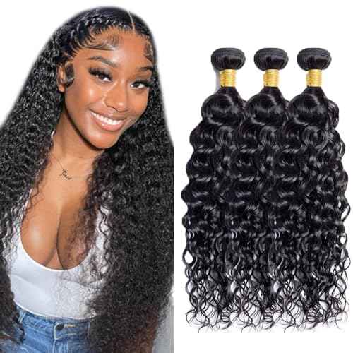 28 30 32 inch Water Wave Human Hair Bundles Natural Black Color #1B Human Hair Bundles Wet and Wavy Bundle Ocean Wave Bundle