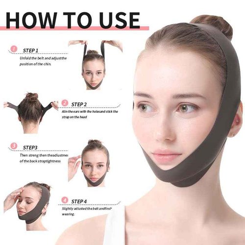 V-Line Face Slimming Strap, Double Chin Reducer Mask, Adjustable Facial Lifting Bandage, Gray