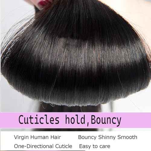 Straight Human Hair Bundles,Brazilian Virgin Human Hair Bundles Straight,100% Unprocessed Raw Human Hair Extensions 14 14 14 Inch,No shedding No Tangle Double Strong Weft,Natural Black Color
