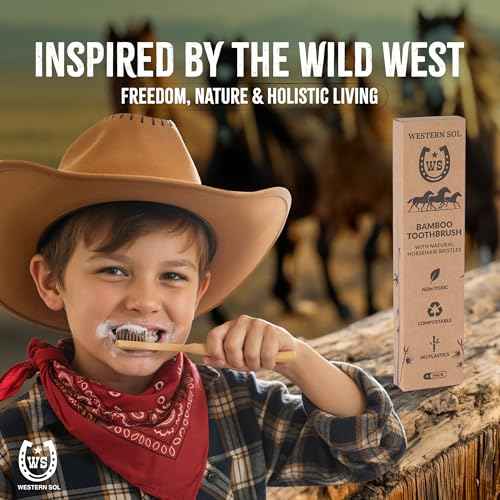 Western SOL Horse Bristle Bamboo Toothbrushes (4-Pack) ? Luxury Toothbrush - Plastic-Free, Biodegradable, Eco-Friendly ? No Chemicals