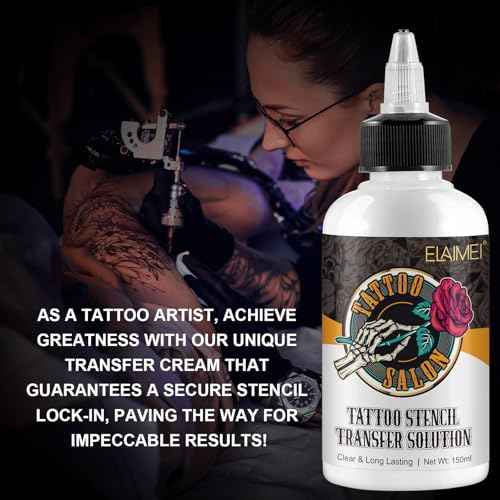 2 Pack Tattoo Stencil Transfer Gel Solution, Professional Tattoo Stencil Gel, Stencil Magic Cream, Tattoo Application Solution for Transfer Paper Machine Stencils, Clear & Long-Lasting