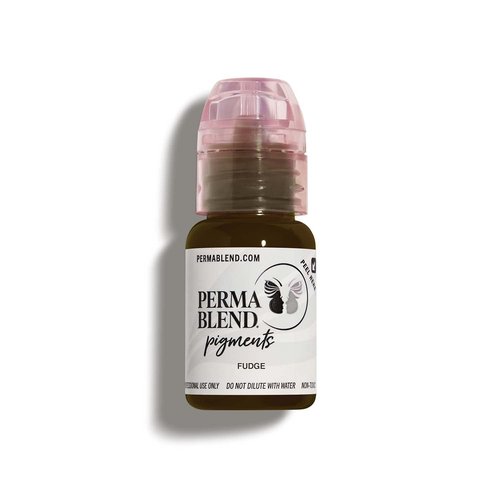 Perma Blend - Fudge - Microblading Ink for Permanent Eyeliner - Professional Tattoo Ink - Cool Medium/Dark Brown Tattoo Ink Makeup - Vegan (0.5 oz)