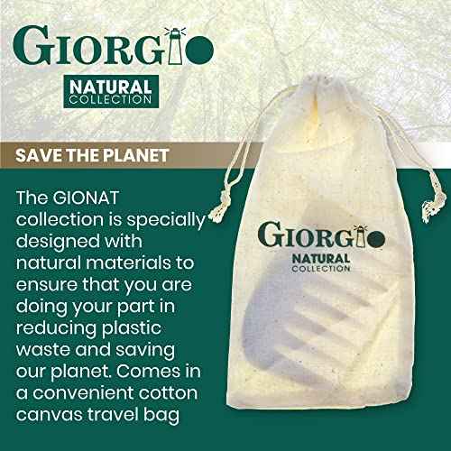 Giorgio GIONAT8 Small Natural Wooden Comb Detangler Wide Tooth Comb for Curly Hair, Bamboo and Beechwood Combs for Thick Hairs, Vegan Wooden Combs Perfect for Use with Long Thick Hair