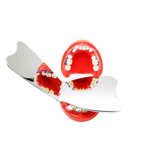 Dental Orthodontic Intraoral Mirror Ortho Lab Instruments Photographic Mirrors Double Side Photographic Reflector,Anti- sctraching Surface,Rhodium Plated