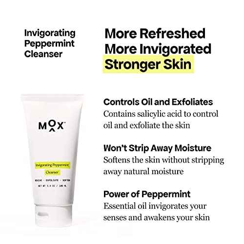 MOX Men's Skincare Starter Set (2 pc set) | Includes Exfoliating Peppermint Face Cleanser + Multi Vitamin Hydrating Serum | Anti-Aging Ingredients to Fight Fine Lines & Tired Looking Skin