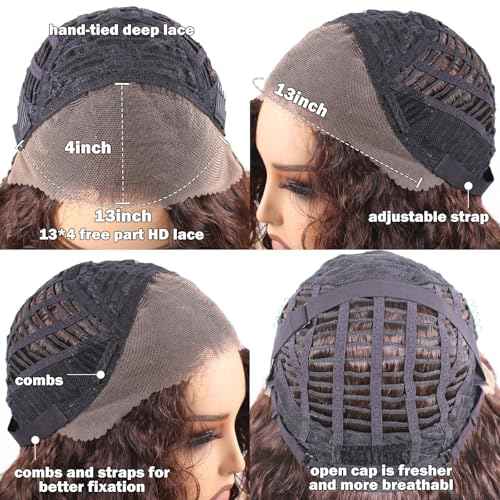 Loose Water Wave Lace Front Wigs Human Hair Wear and Go Glueless Wigs Human Hair Pre Plucked Pre Cut 13x4 Lace Front Wig with Baby Hair Natural Dark Brown 16 Inch