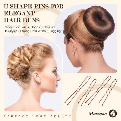 Bobby Pins Set Brown ? Hair Kit with U Shape Pins, Spiral Pin & Snap Clips, for Women & Girls, Ideal for Buns, Updos, Weddings & Parties