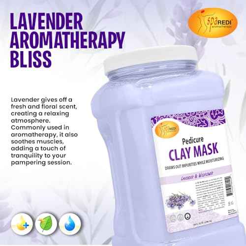 SPA REDI - Clay Mask, Lavender and Wildflower, 128 Oz - Pedicure and Body Deep Cleansing, Skin Pore Purifying, Detoxifying and Hydrating - Natural Bentonite Clay, Infused with