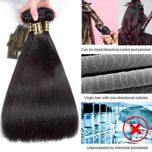 QTHAIR 16A Straight Human Hair 24Inch 100g 100% Unprocessed Straight Brazilian Virgin Hair Weave Natural Color Brazilian Straight Hair Bundles