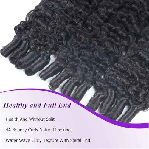 Burmese Curly Bundles Human Hair 18 20 22 Inches 3 Bundles 3C4A Water Wave Quick Weave with Spiral Curly End 100% Raw Human Hair Bundles Curly Hair Extensions for Women Natural Black