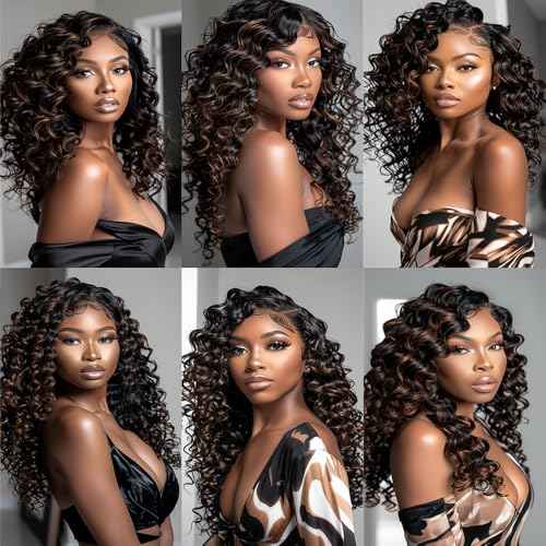 BilltiiWW P1B/30 Bundles Loose Deep Wave Bundles Two Tone Black and Brown Loose Deep Curly Weave Brazilian Human Hair Wet and Wavy for Black Women 20 22 24 Inch