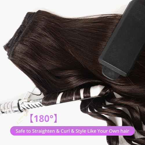 Clip in Hair Extensions Real Human Hair,100% Seamless Invisible Remy Human Hair Silky Straight,Clip Extensions for Women, 8pcs Per Set with Double Weft,2 Dark Brown,26inch 130g/4.6oz