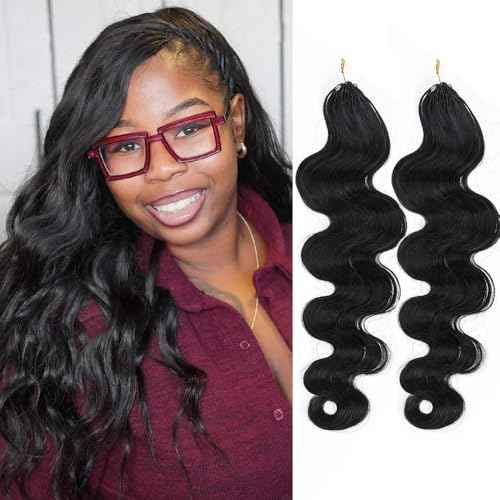 Body Wave Feather Crochet Human Hair Extensions Pre Looped Hair Extensions Body Wave Knotless Soft Pre-Separated Crochet Human Hair Natural Color 16inch 120g
