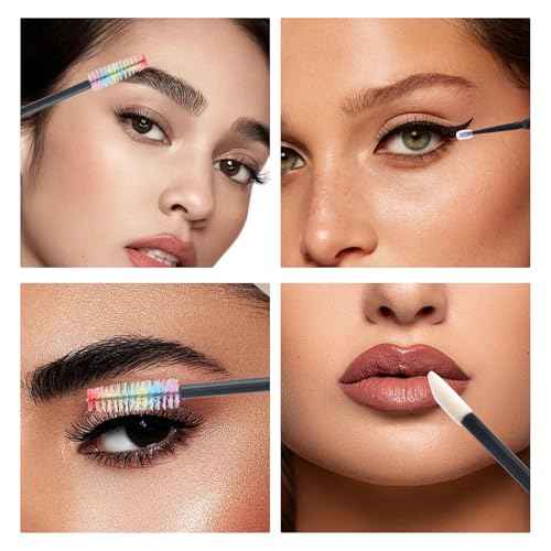 300 PCS Eyelash Extension Supplies Kit, Disposable Lash Spoolies Brushes Micro Swab Brushes Mascara Wand Lip Brushes for Eyelash Extension Tattoo Lipstick Applicator£¨Black Rainbow£©