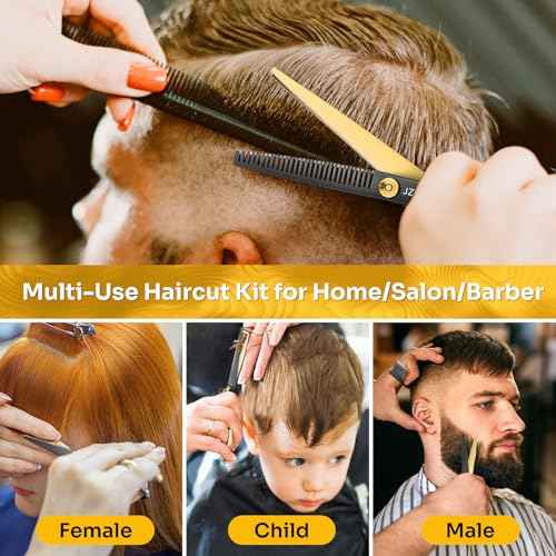 Hair Cutting Scissors Shears Kit, 6.7¡±Barber Shears, Professional Thinning Shears for Hair Cutting & Haircut Scissors for Barber/Salon/Home/Men/Women/Kids/Adults Shear Sets (Black)