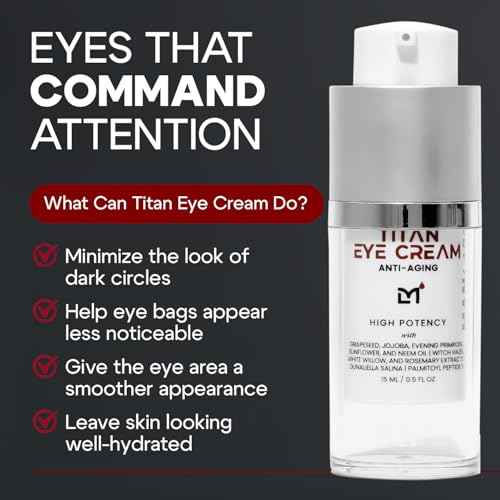 Titan Anti-Aging Mens Eye Cream ? Mens Dark Circles Under Eyes Treatment ? Eye Bags Treatment for Men ? Puffy Eyes Treatments for Men ? Peptides, HA, Herbal Extracts ?All Skin Types?Unscented