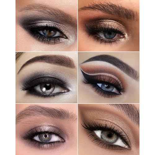 MAKI YIKA Black Smokey Eye Shadow Palette 8Color Dark Grey Eyeshadow for Goth Makeup Black Silver White Gray Eyeshades for Halloween (BlackS)