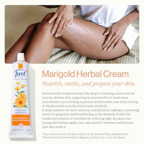Swiss Just Cream 100ml, Nourishing Cream with Marigold Extract. Body Cream Promotes Cell Renovation & Improves the Appearance of Scarring & Stretch Marks