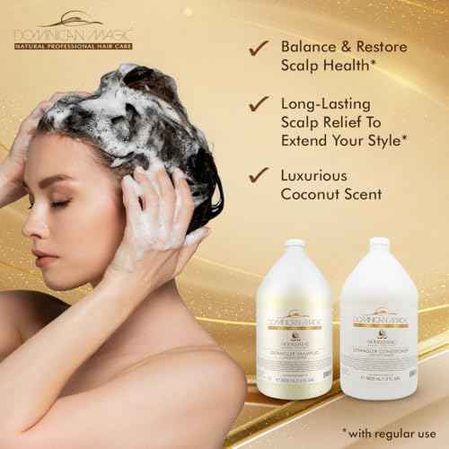 Dominican Magic Coconut Detangler Shampoo and Conditioner - Natural Hydrating Shampoo and Conditioner with Coconut Oil and Aloe Vera for Dry Hair, (1 Gal x 2)