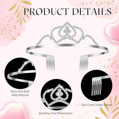 Lyrow 60 Pack Crystal Tiara Crowns Bulk for Women Princess Elegant Tiaras with Combs Rhinestones Crowns Bride Wedding Headbands Birthday Party Headbands