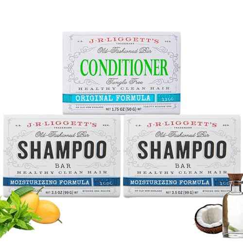 J.R.LIGGETT¡¯S Shampoo and Conditioner Bar - Conditioner 1.75oz + Two Moisturizing Formula Solid Shampoo Bar 3.5oz - All-Natural Ingredients for Hair Clean, Soft, Tangle-Free, 3 Pack