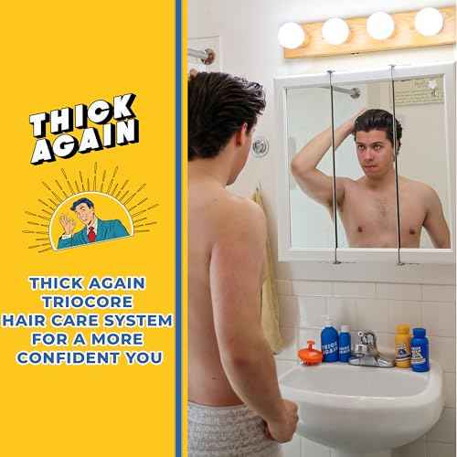 Men's Hair Thickening Shampoo & Conditioner System with TrioCore Scalp Care Technology - Natural Solution for Fuller, Thicker-Looking Hair - Biotin Formula (30 Day, Sandalwood)