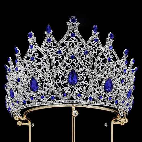 Crystal Queen Crown for Women Tall Wedding Crown for Bride Birthday Prom Princess Quince Tiara for Girls Pageant Crown Large Bridal Headpiece