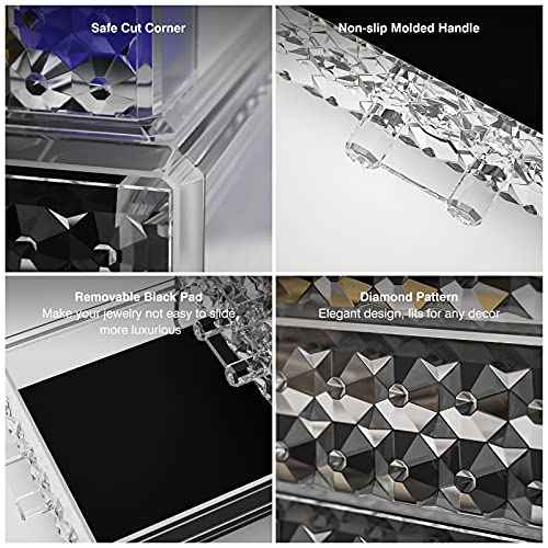 Awenia 4 Pack Stackable Makeup Organizer[Upgraded],Acrylic Cosmetics Storage Large Capacity with 11 Drawers For Brush Holder,Perfume or Jewelry Display,Plus Size| Ship from USA(Clear)
