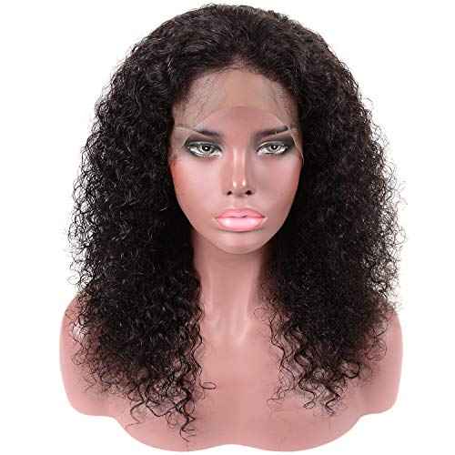 Deep Wave Curly Lace Front Wigs Human Hair 13x4 Frontal Wigs Deep Curly Human Virgin Hair Wigs 16 inches Glueless Deep Curly Wigs 150% Density Pre Plucked with Baby Hair Natural Color (16inches)