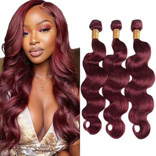 BilltiiWW Burgundy Body Wave Bundles Color 99j Body Wave Bundles Brazilian Human Hair Wet and Wavy Soft Silky for Black Woman 12 12 12 Inch