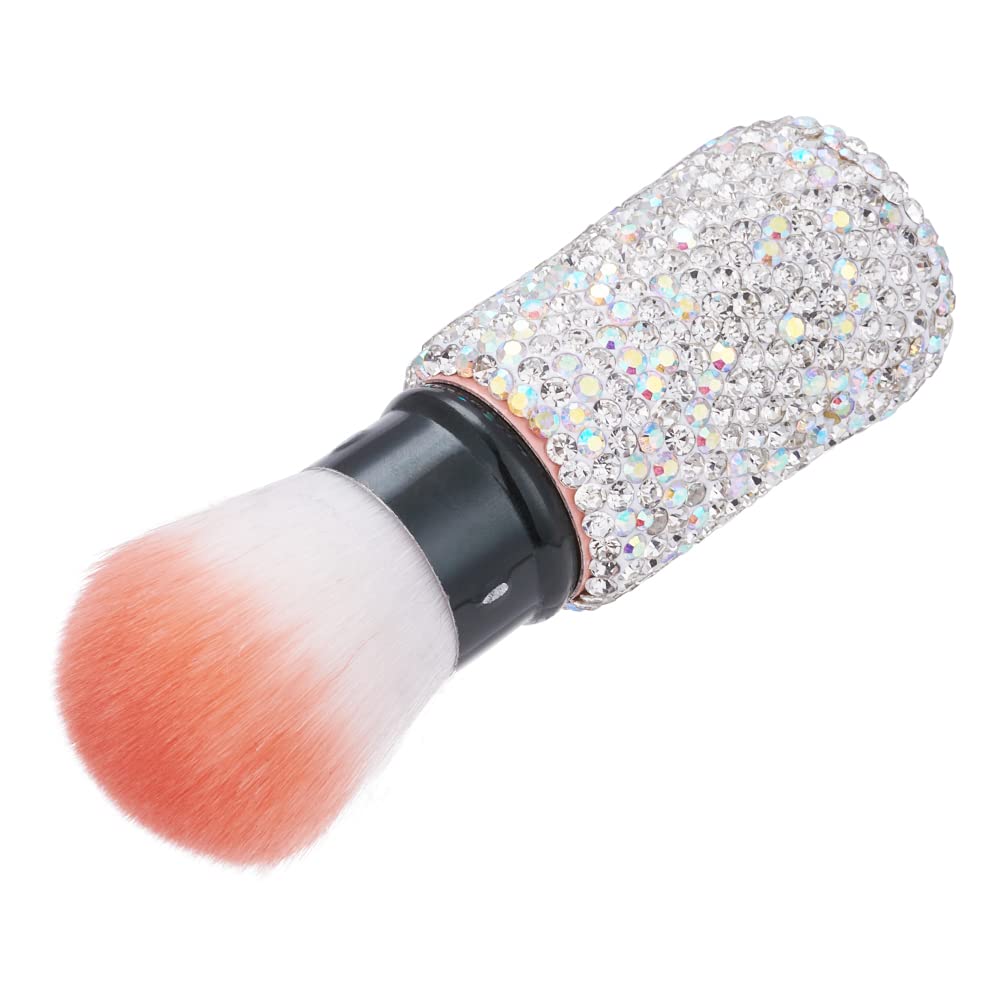 XhuangTech Bling Make Up Brush Crystal Makeup Travel Brushes Blusher Rhinestone Cover Foundation Highlight Blush Cosmetic Tools (White)