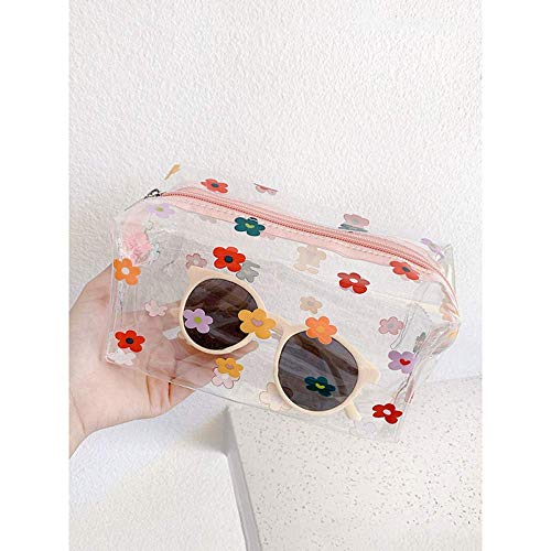 3 Pcs Cute Crystal Clear Cosmetic Bags, Travel Toiletry Clear Makeup Bags, Portable Makeup Brushes Kit Storage Bag, Waterproof Cartoon Organization For Women Girls (3-Piece Option B)