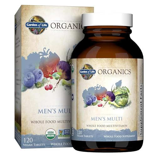 Garden of Life Organics Whole Food Multivitamin for Men, 120 Tablets, Vegan Mens Vitamins and Minerals for Health and Well-Being, Certified Organic Vegan Multi