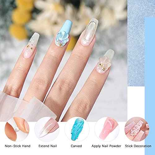 Solid Gel Builder for Nails 50g Large Capacity Clear Non-Stick 3D Carving Gel for Nail art Hand Nail Extension Art Hard Gels for Nails Salon UV Home DIY