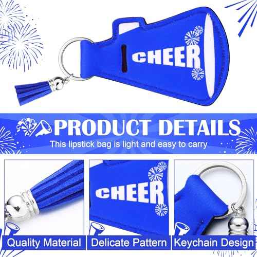 20 Pcs Cheerleading Gifts Natural Bulk Lip Balm Holder with Tassel Hangable Keychain Set for Team Cheer Gifts