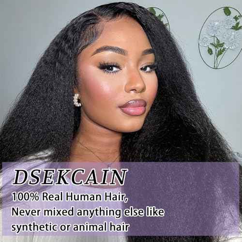 Yaki Straight Wig Human Hair 250 Density 5X5 Transparent HD Lace Closure Kinky Straight Human Hair Wig For Women18 inch