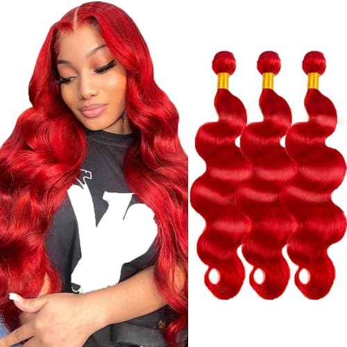 Red Bundles Human Hair Body Wave 3 Bundles 30 32 34 Inch Unprocessed Brazilian Virgin Remy Wine Red Bundle Hair Weave Burgundy Body Wave Bundle Human Hair Extensions