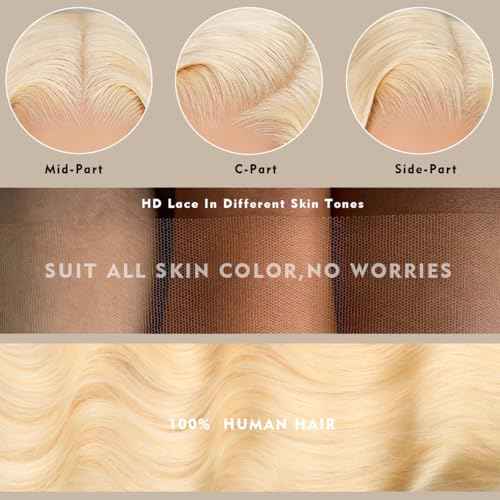 30 Inch 613 13x6 Lace Front Wig Human Hair 200 Density Blonde Wig Human Hair Body Wave Lace Front Wigs Human Hair Pre Plucked 613 HD Lace Frontal Wig 13x6 Blonde Wigs For Women Natural Hairline
