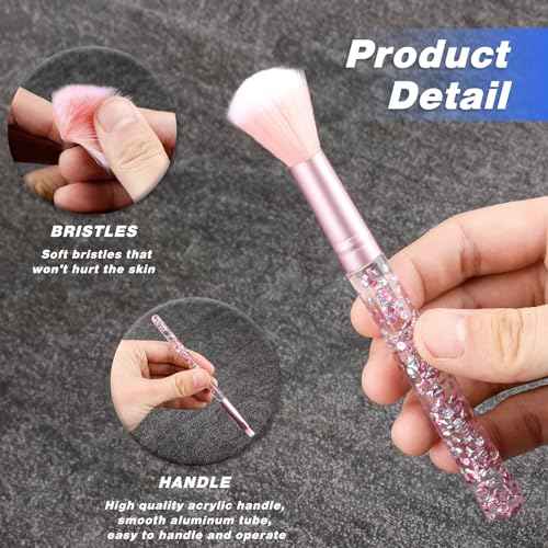 7 PCS Makeup Brushes, Crystal Sparkles Cute Fan Blush Foundation Powder Lip Highlight Eye Shadow Eyebrow Concealers Brush Set with Sequins Handle Professional Make up Blending Brush Pack for Girls