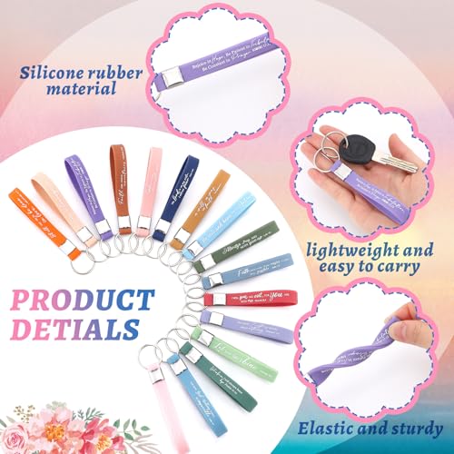 Hillban 32 Pcs Canvas Cosmetic Makeup Bag Women Christmas Inspirational Gifts Travel Toiletry Makeup Bag Pouch with Inspirational Keychains for Christmas Women Teacher Appreciation Gift(Landscape)