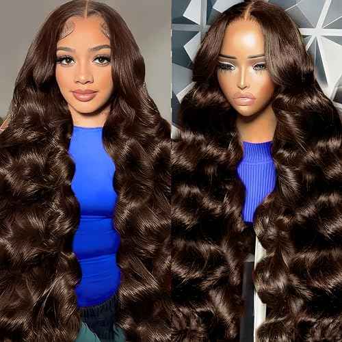 Chocolate Brown Human Hair Wig 13X4 Body Wave Lace Front Wigs Human Hair Pre Plucked 200 Density HD Frontal Wig Colored Brown Glueless Wigs 18 Inch