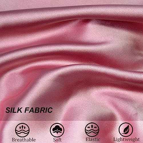 Silk Bonnet for Sleeping Satin Bonnets Double Layer Reversible Hair Cap Bonnet for Women Long Curly Braid Hair (Dusty Pink)
