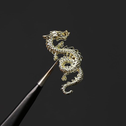 WOKOTO 20pcs Gold and Silver Chinese Dragon Nail Charms for Long Nails Dragon Jewelrys 3D Nail Jewelry for Acrylic Nails Art 3D Dragon Charms Silver Nail Studs Charms for Nails Designs Charms