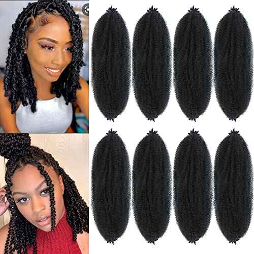 Parceria 8 Packs Afro Twist Hair Pre-Separated Spring Twist Hair 12 Inch Marley Twist Braiding Hair Soft Locs Crochet Hair Synthetic Hair Kinky Twist Hair for Women (12 Inch (Pack of 8), 1B#)