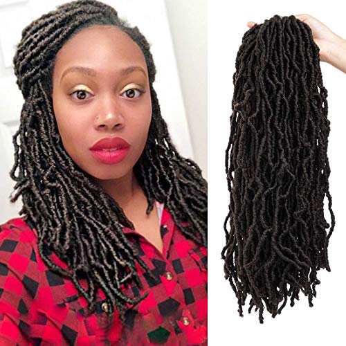 Youngther New Faux Locs Crochet Hair 18 inch Most Natural New Soft Locs Crochet Hair 6 Packs Premium Fiber Synthetic Hair Hair Extensions (18inch 6packs-#4) …