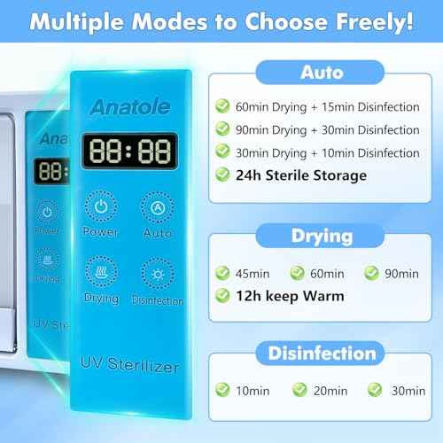 Anatole UV Light Nail Tool Cleaning Machine Dryer 10L Multifunctional Cleaner Box 160W Professional Manicure Tool Cleaning Cabinet with Stainless Steel Tray Rack for Beauty Salon Spa Barber Home 110V