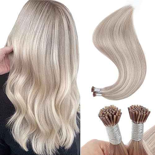 Sixstarhair I Tip Hair Extensions Human Hair Highlight Color Blonde 20/60 Gold Blonde With Ash Blonde I Tip Human Hair Soft Cold Fusion Itip Hair Extensions Remy Human Hair 24 Inch 50g/Pack