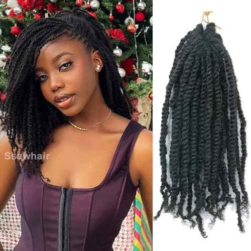 Pre-Twisted Crochet Human Hair Passion Twists With Curly Full Ends Micro Pre-Looped Reusable Mini Twist Braids Crochet Human Hair Extensions 2Packs/50Strands 10Inch