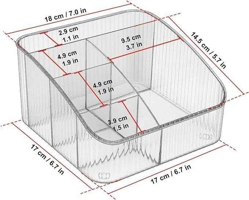 JessLab Makeup Organizer, PET Skincare Organizer with 5-Compartment Cosmetic Storage Makeup Organizer for Desk Wardrobe Bathroom Vanity Countertop, Transparent
