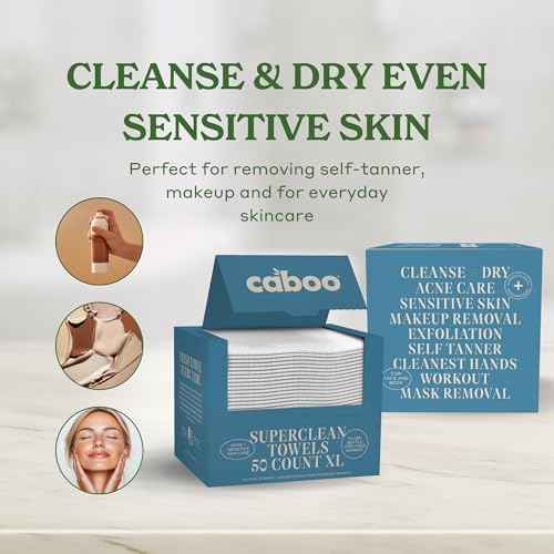 Caboo Bamboo Disposable Face Towels ? 50 Soft, Lint-Free Towels (10x11.5¡±) | Biodegradable, Eco-Friendly & Extra Large | Gentle Alternative to Makeup Wipes or Washcloths